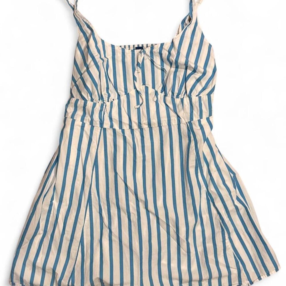 Old Navy Blue White Striped Tie Front Mini Sundress